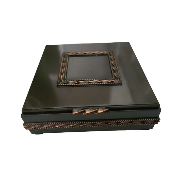 Vintage Lignifer Hungary Trinket Cigarettes Box Metal Wood 5